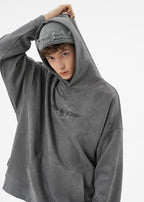 BJHG Embroidered Thorns Suede Hoodie