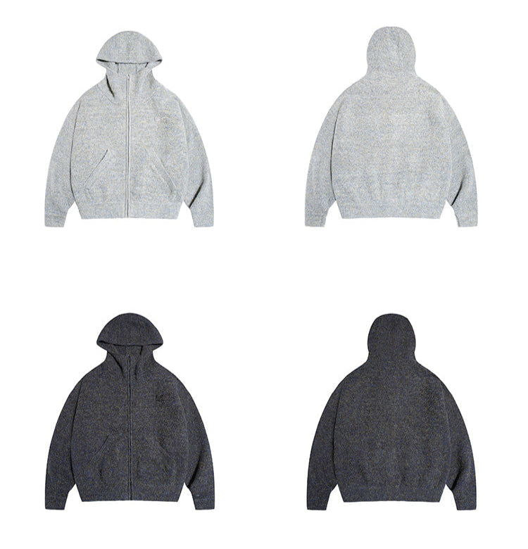 RAPPEYE Mohair Double Zipped Hooded Sweater