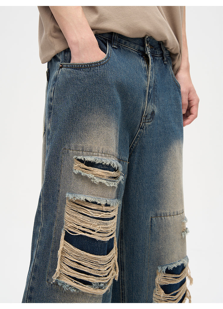 WLNEXT Patched Distressed Jeans