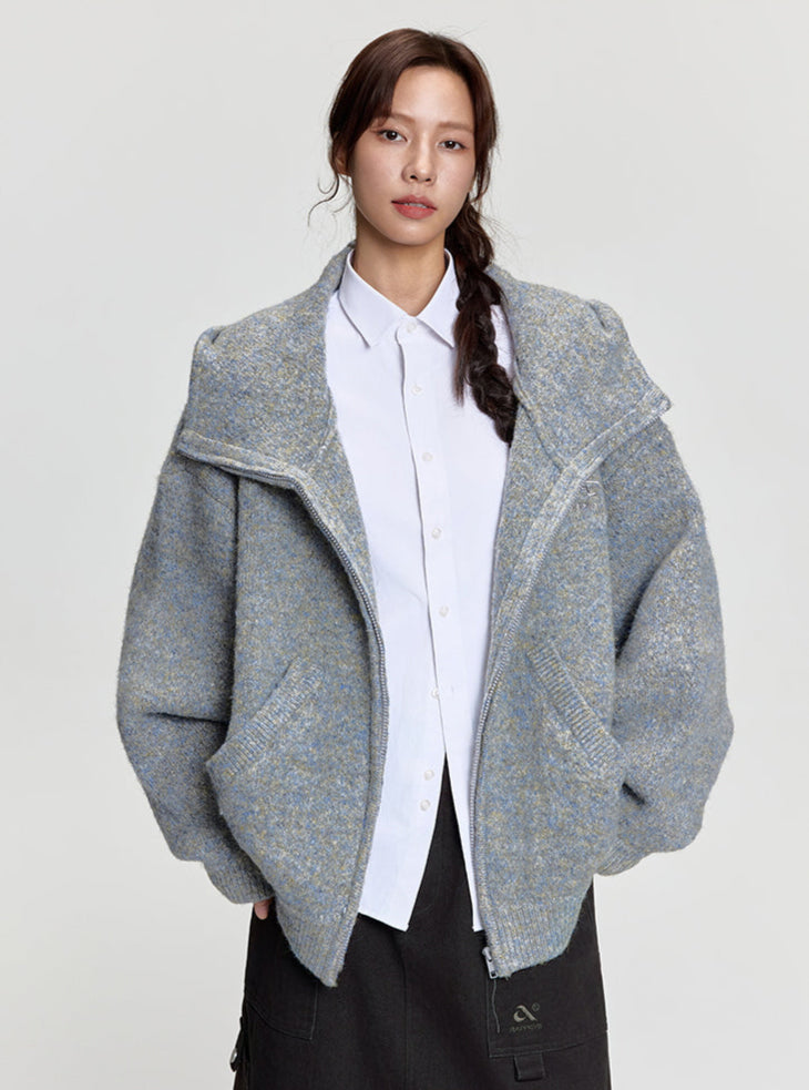 RAPPEYE Mohair Double Zipped Hooded Sweater