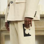 EMPTY REFERENCE Two-Tone Flower Corduroy Trousers
