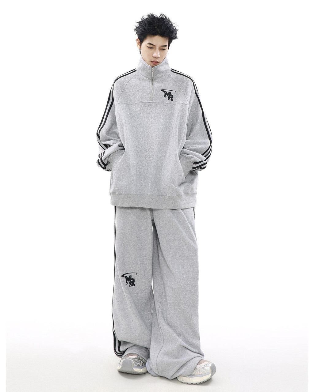 MRNEARLY Wide Leg Track Pants