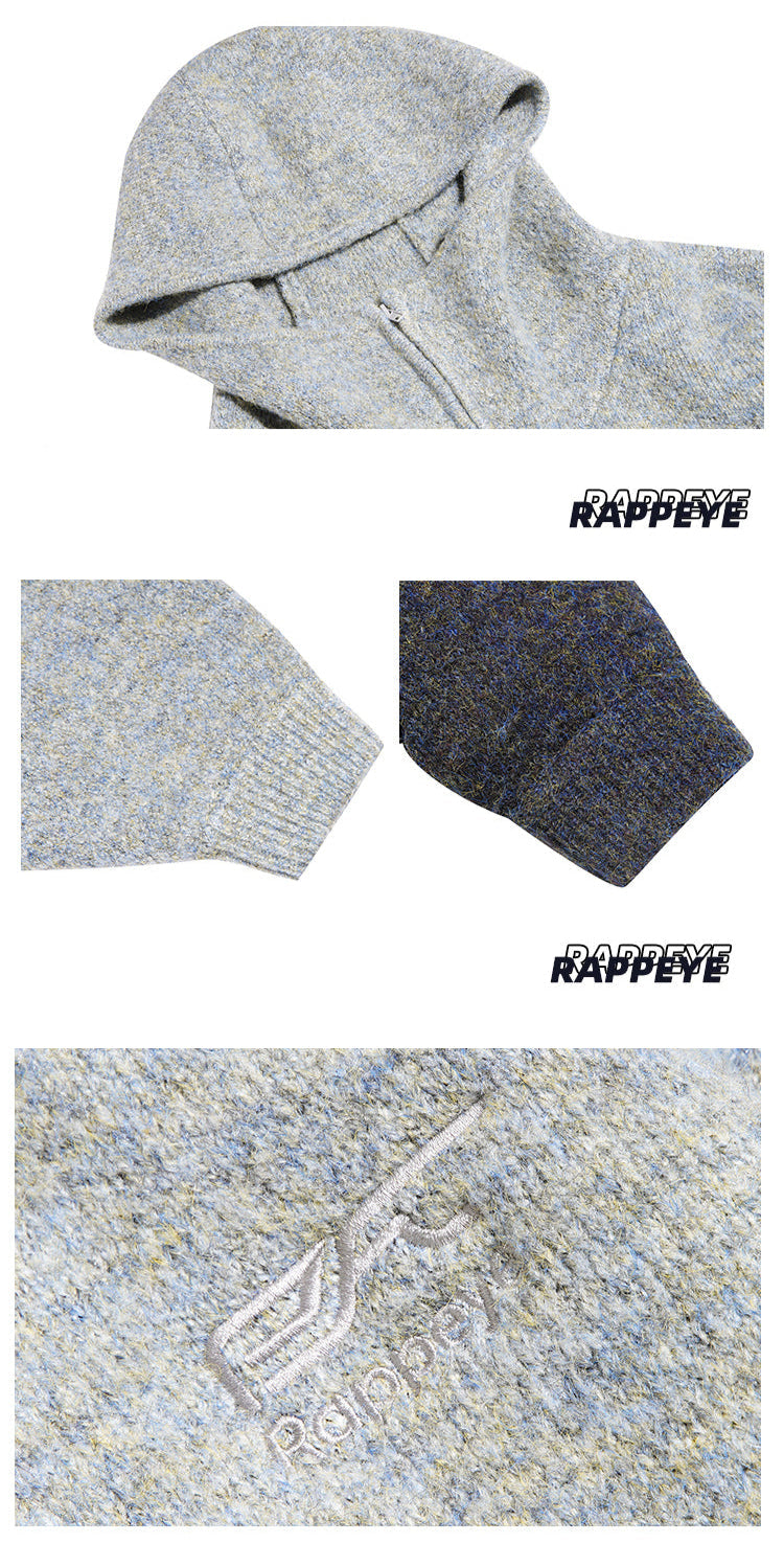 RAPPEYE Mohair Double Zipped Hooded Sweater