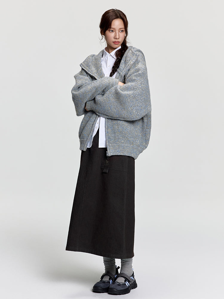 RAPPEYE Mohair Double Zipped Hooded Sweater