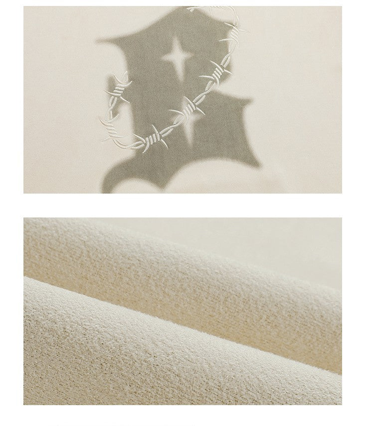 BJHG Embroidered Thorns Suede Hoodie