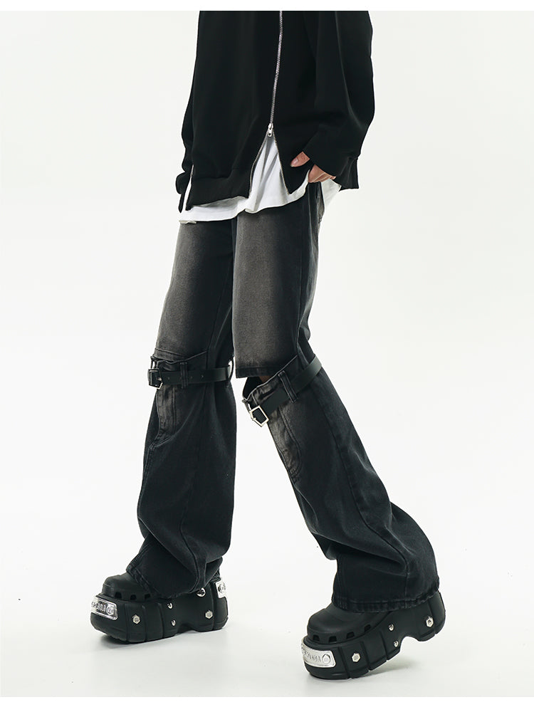 GCINIM Faded Buckle-Knee Jeans