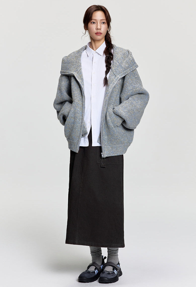RAPPEYE Mohair Double Zipped Hooded Sweater