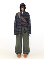 MRNEARLY Shadow Plaid Hooded Flannel Jacket