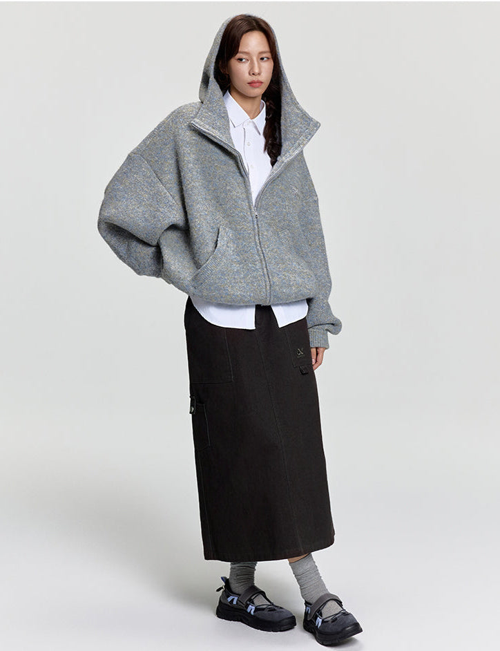 RAPPEYE Mohair Double Zipped Hooded Sweater