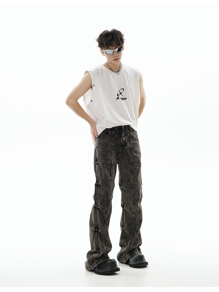 GCINIM Acid Wash Paneled Jeans