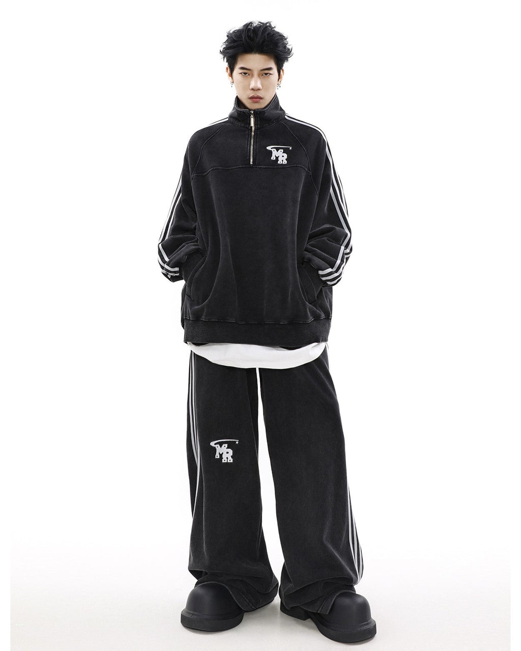 MRNEARLY Wide Leg Track Pants