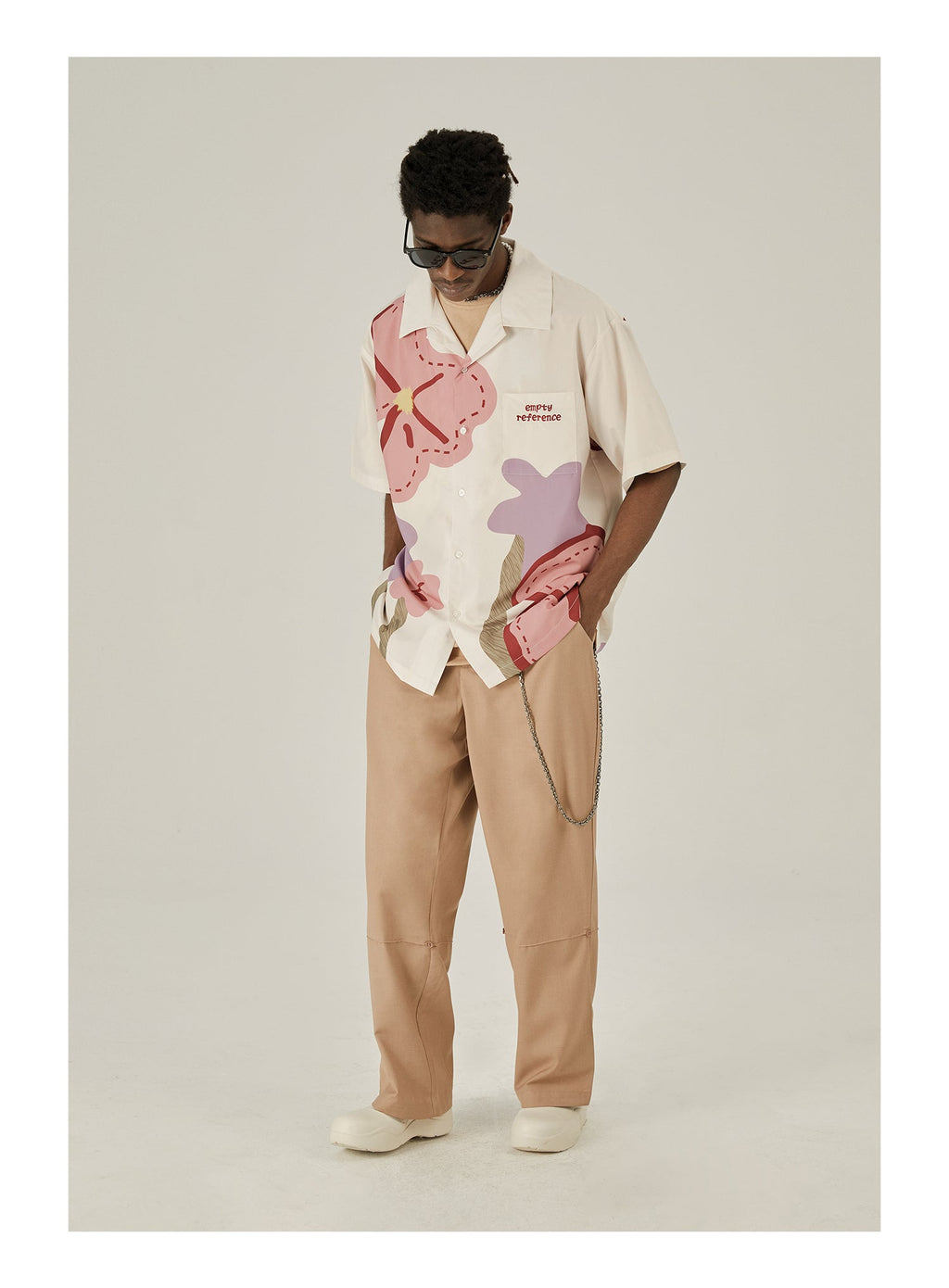 EMPTY REFERENCE Loose Floral Print Button-Up Shirt