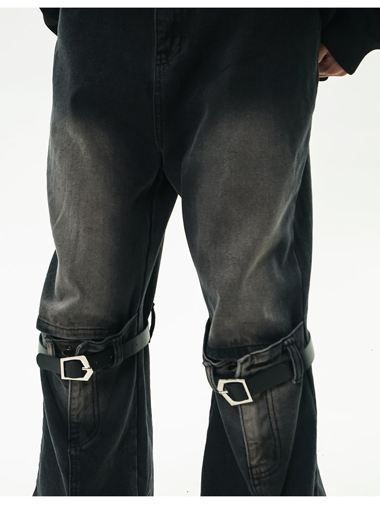 GCINIM Faded Buckle-Knee Jeans