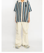 EMPTY REFERENCE Striped Crochet Collar Shirt
