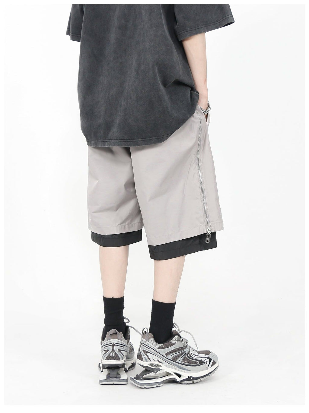 MRNEARLY Layered Zip Shorts