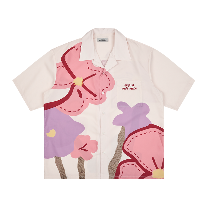 EMPTY REFERENCE Loose Floral Print Button-Up Shirt
