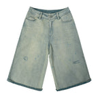 JHYQ Capri Cut Light Wash Denim Shorts