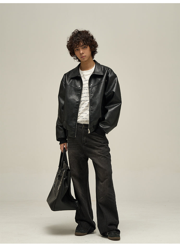 WLNEXT Distressed Faux Leather Jacket