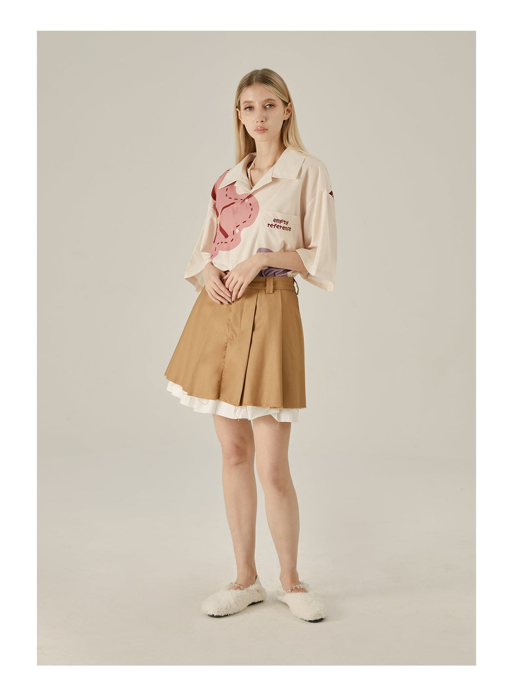 EMPTY REFERENCE Loose Floral Print Button-Up Shirt