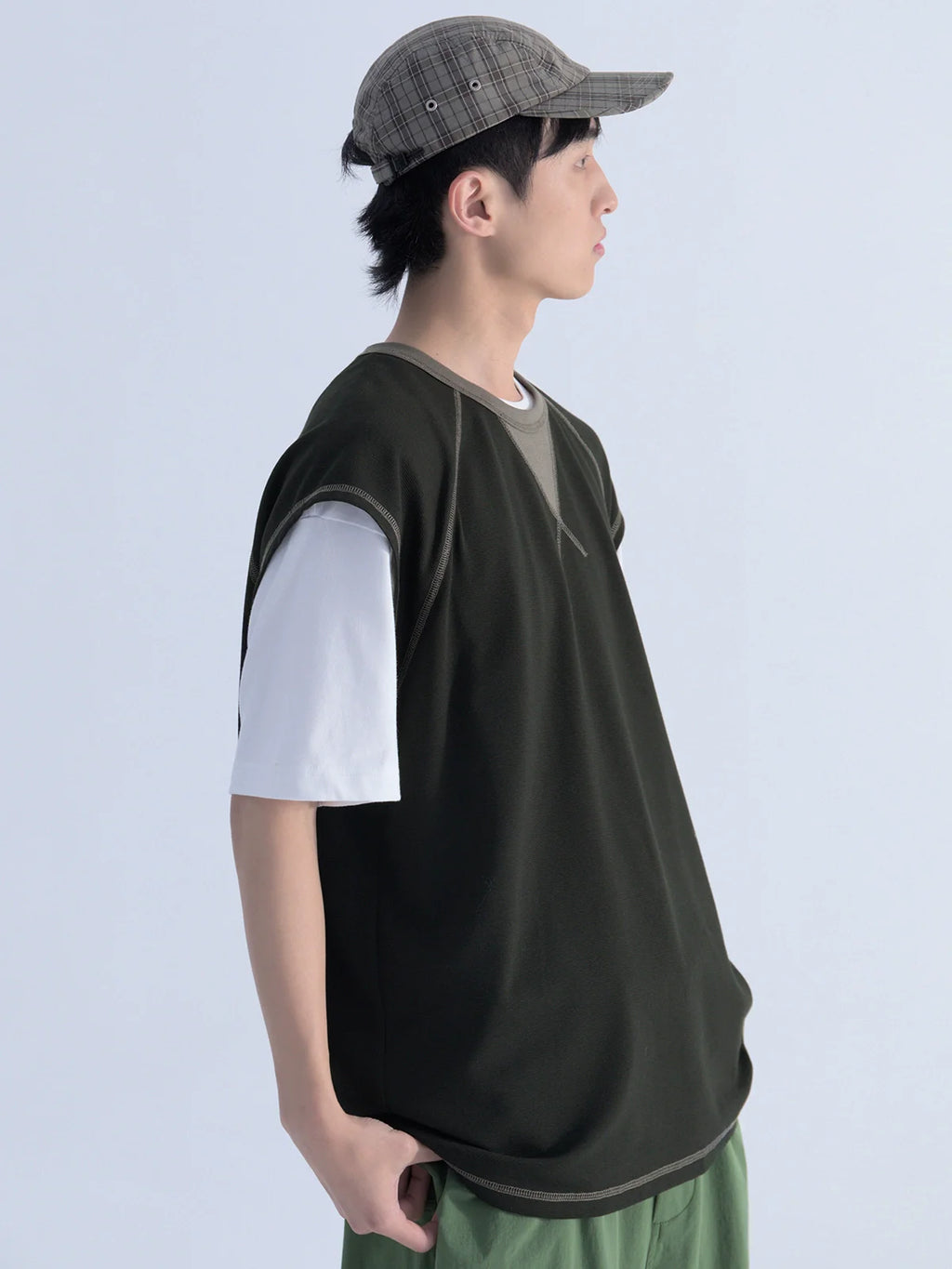Mentmate Contrast Stitched Sleeveless Tee