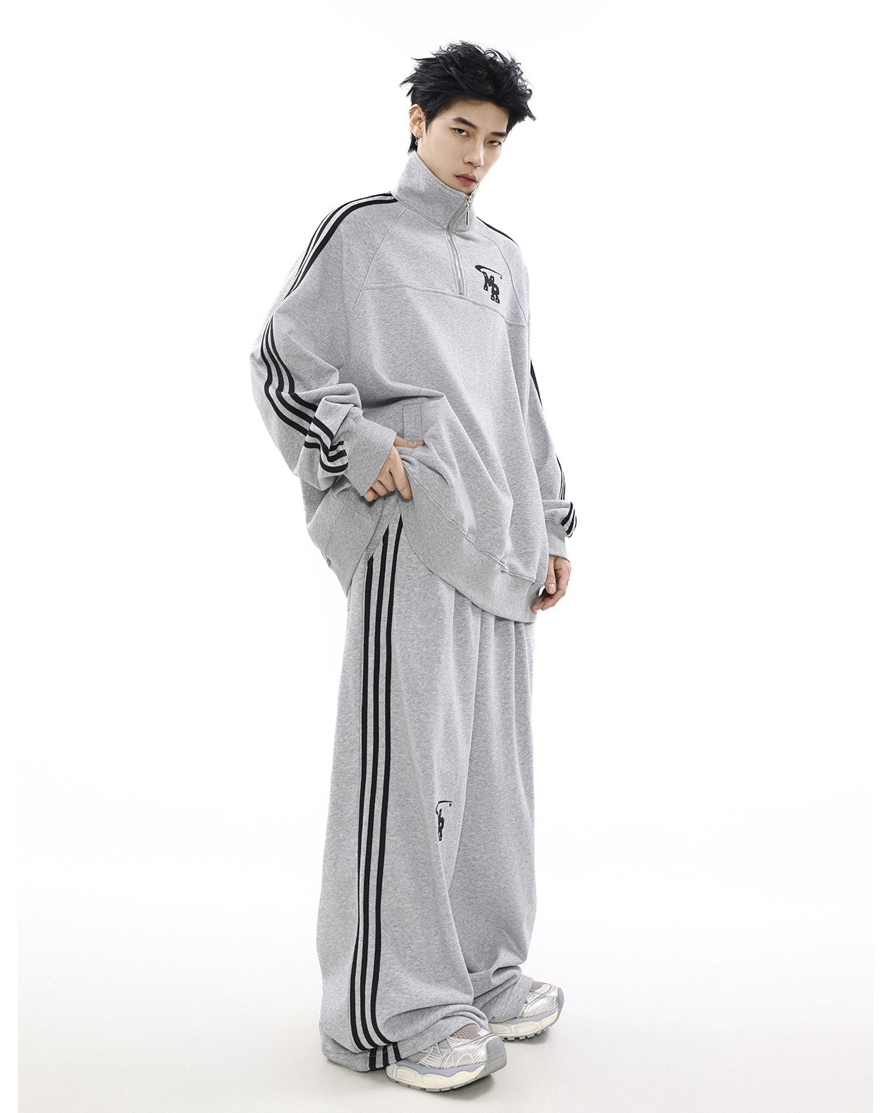 MRNEARLY Wide Leg Track Pants