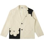 EMPTY REFERENCE Two-Tone Flower Corduroy Blazer