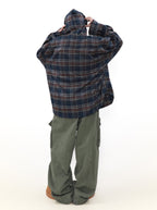 MRNEARLY Shadow Plaid Hooded Flannel Jacket