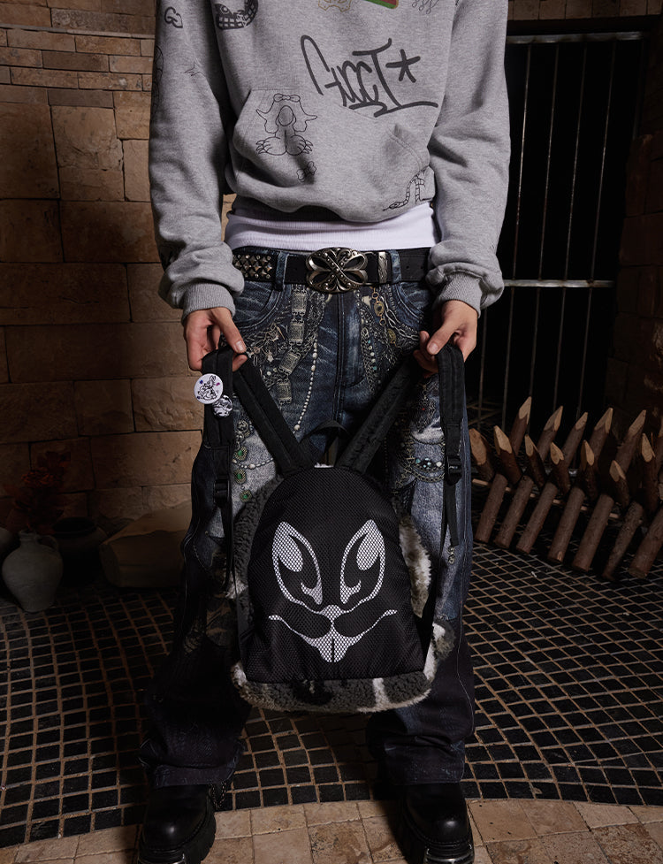 DND4DES Camo Rabbit Fur Backpack
