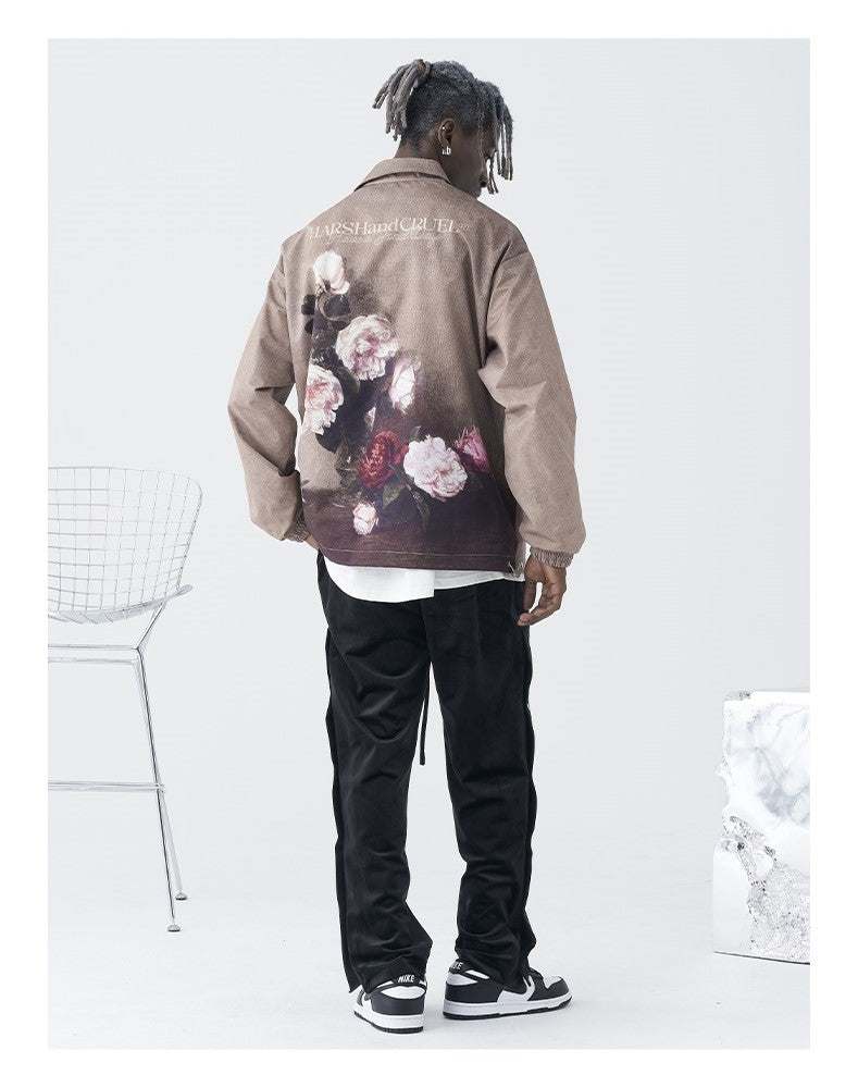HARSH and CRUEL Painted Flowers Windbreaker Jacket