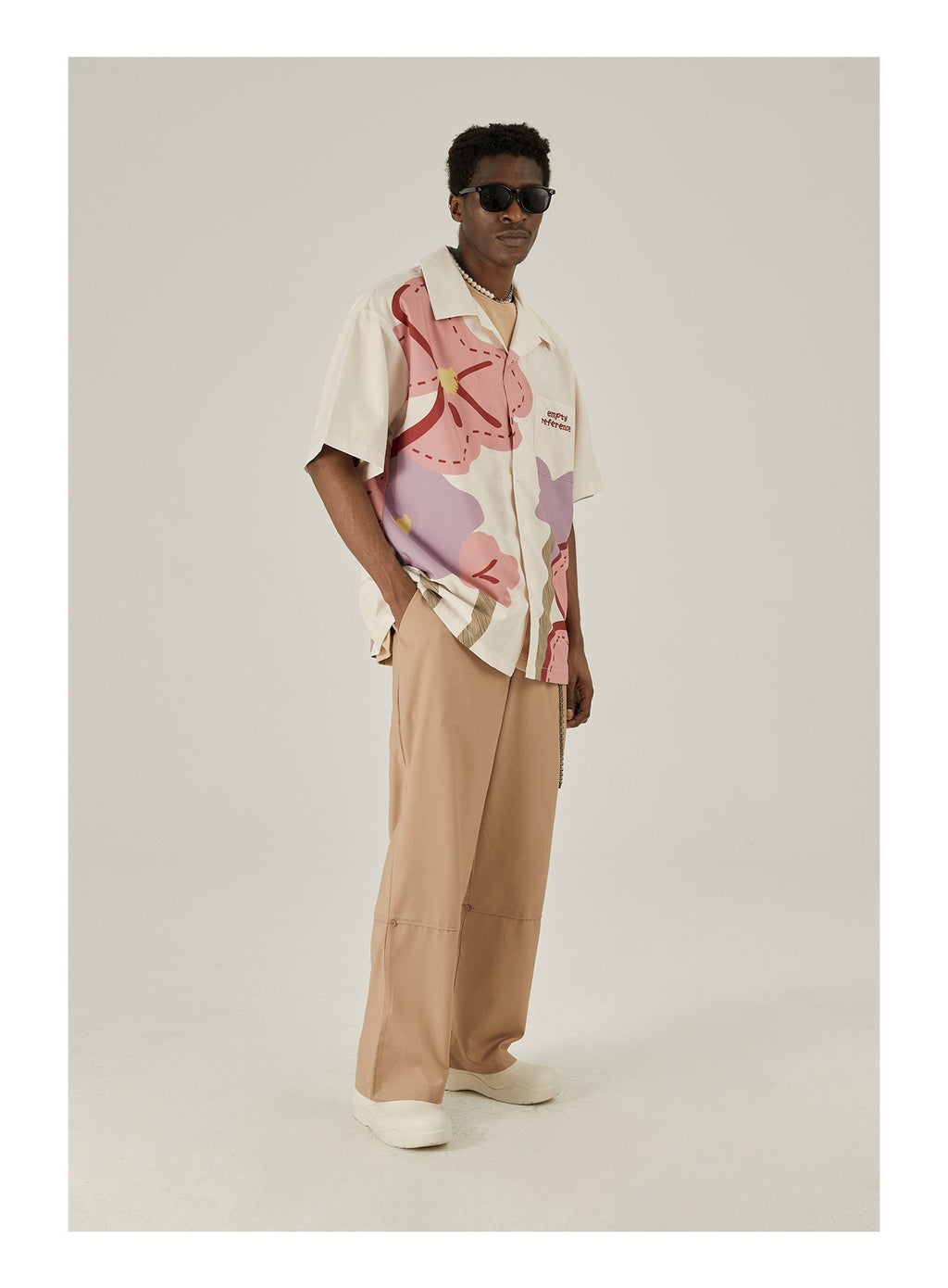 EMPTY REFERENCE Loose Floral Print Button-Up Shirt