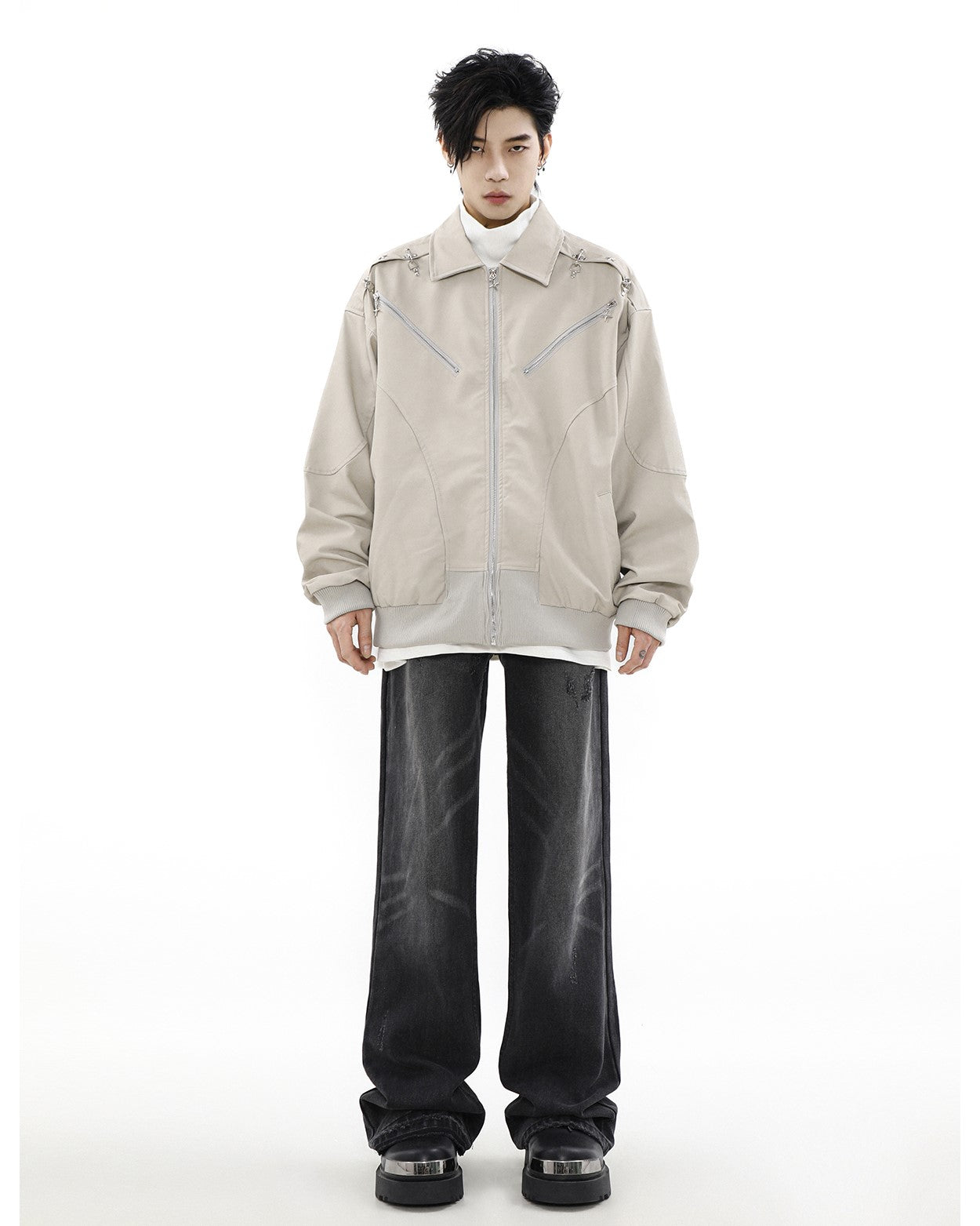 MRNEARLY Star-Studded Bomber Jacket