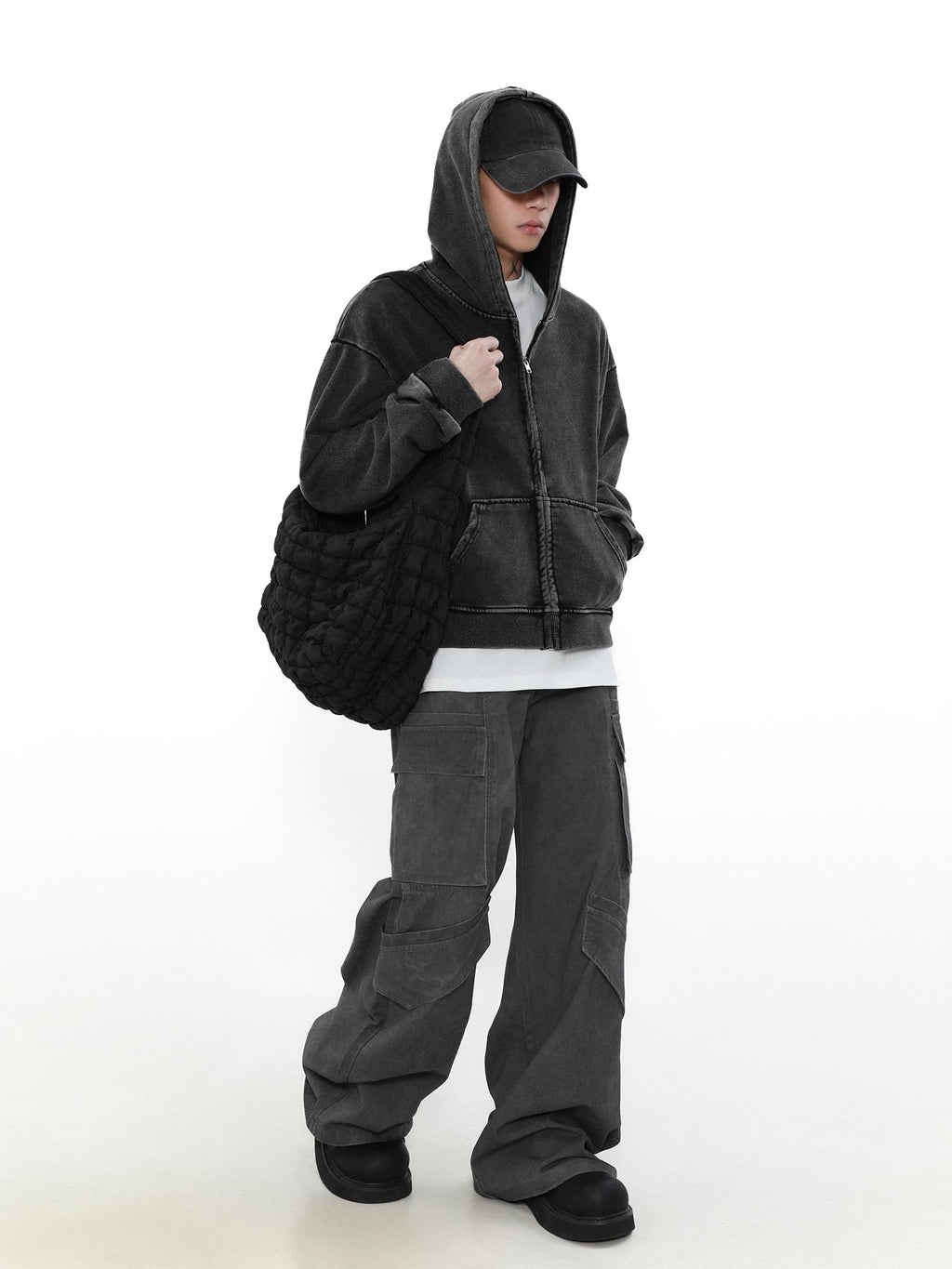 MRNEARLY Heavyweight Vintage Washed Zip Jacket