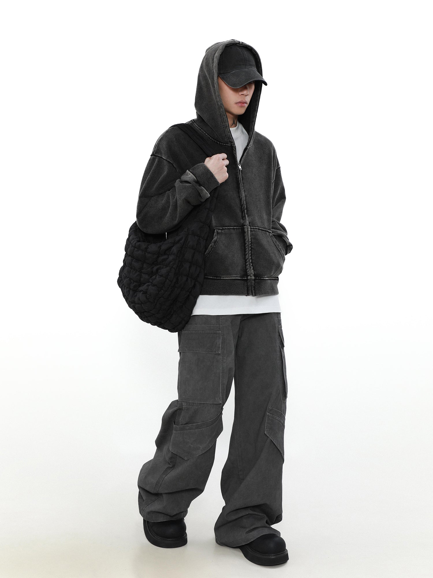 MRNEARLY Heavyweight Vintage Washed Zip Jacket