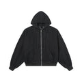 MRNEARLY Vintage Washed Embroidered Silohuette Zip Jacket
