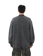MRNEARLY Distressed Half Zip Deconstruction Sweater