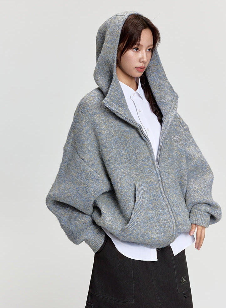 RAPPEYE Mohair Double Zipped Hooded Sweater