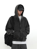 MRNEARLY Heavyweight Vintage Washed Zip Jacket