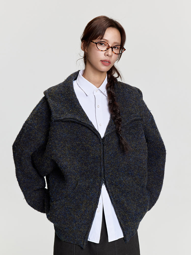RAPPEYE Mohair Double Zipped Hooded Sweater