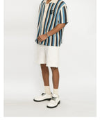 EMPTY REFERENCE Striped Crochet Collar Shirt