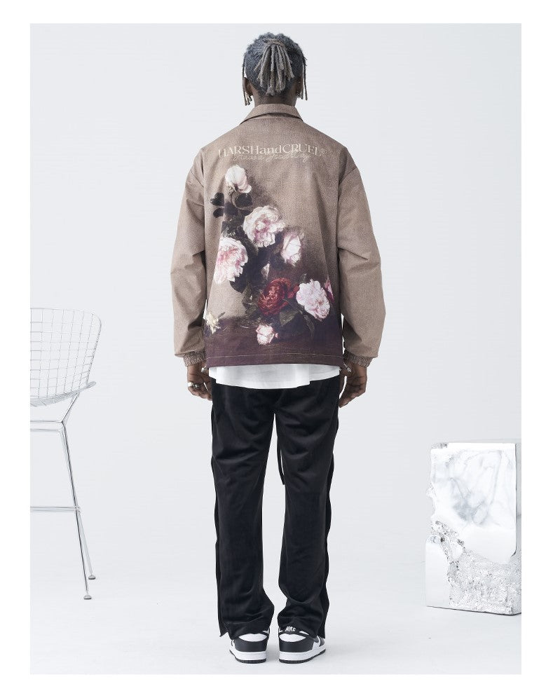 HARSH and CRUEL Painted Flowers Windbreaker Jacket