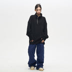 77F7GHT Quarter Zip Ribbed Fleece Jacket