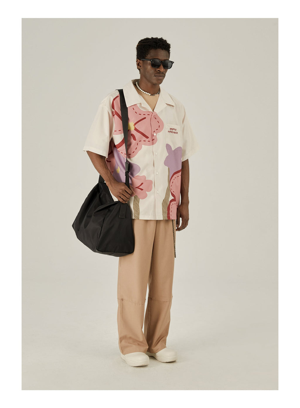 EMPTY REFERENCE Loose Floral Print Button-Up Shirt