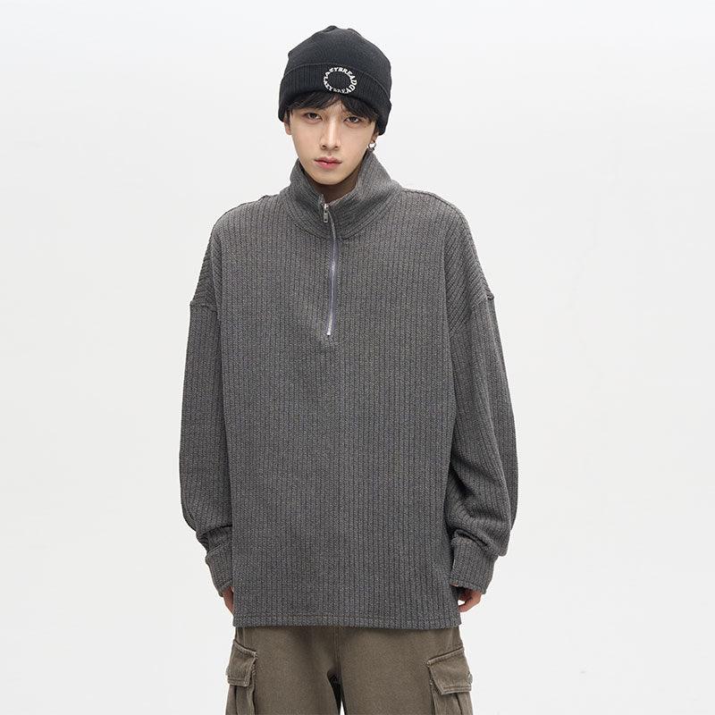 77F7GHT Quarter Zip Ribbed Fleece Jacket