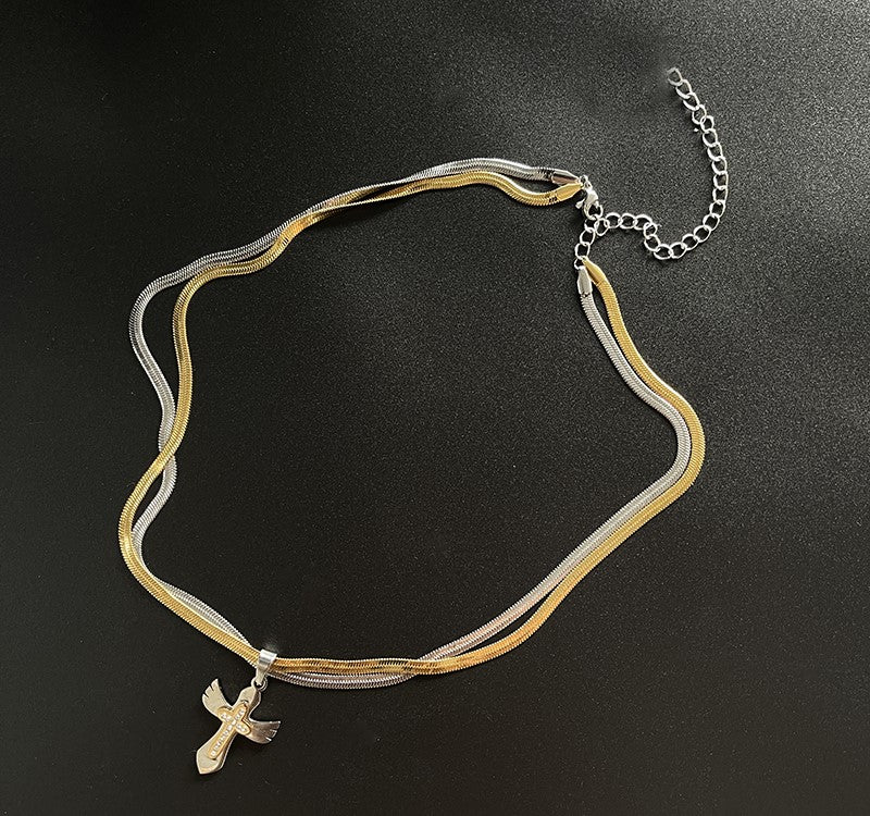 HEIMA Two-Tone Cross Necklace