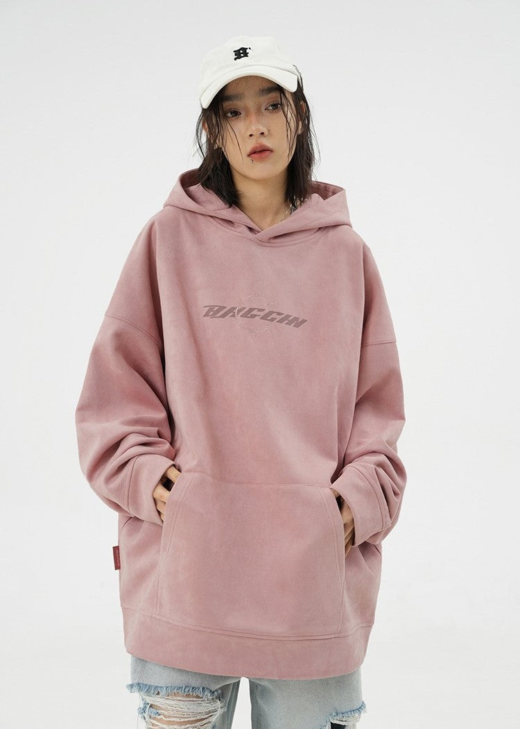 BJHG Embroidered Thorns Suede Hoodie