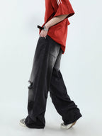 MRNEARLY Vintage Washed Ripped Jeans