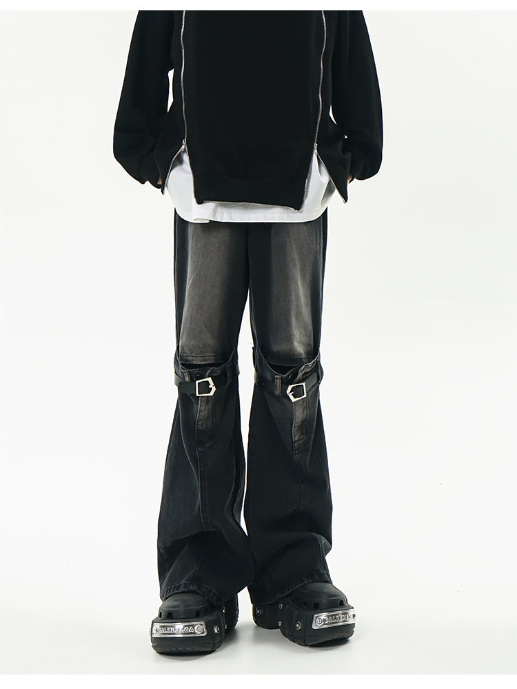 GCINIM Faded Buckle-Knee Jeans