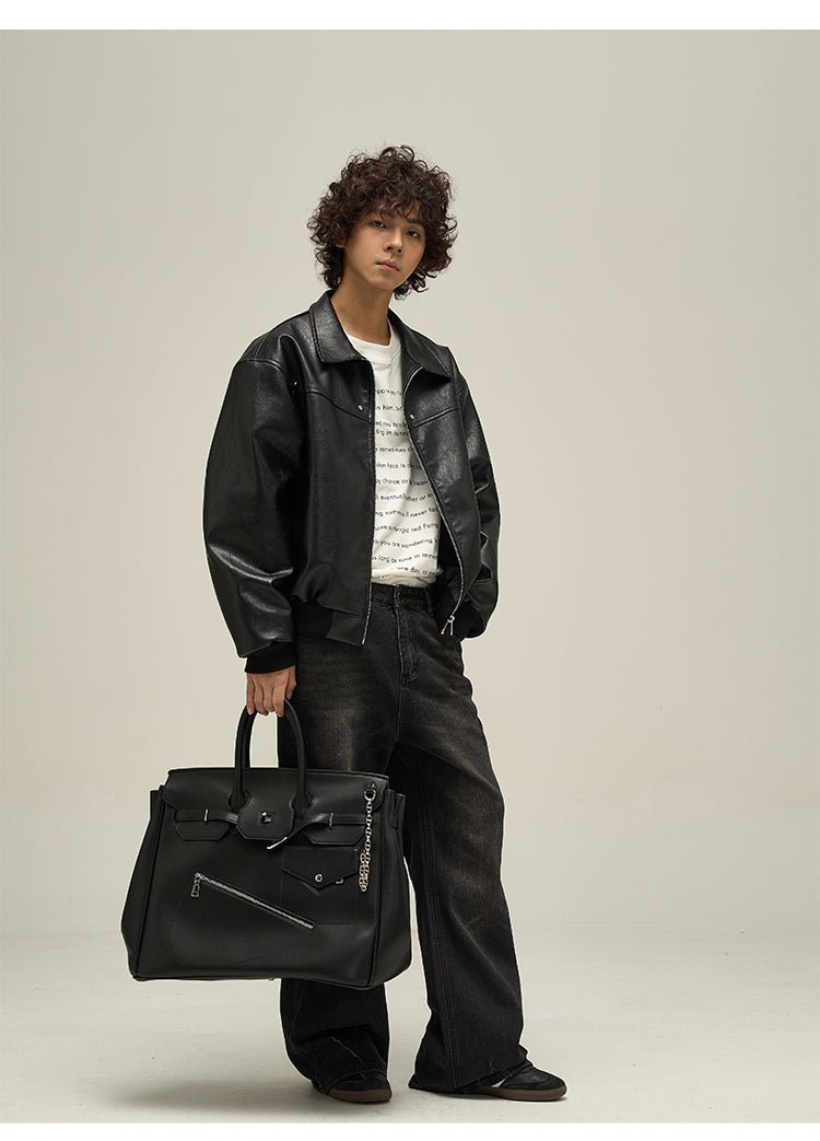 WLNEXT Distressed Faux Leather Jacket