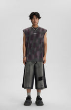 JHYQ Ripped Grunge Capri Cut Denim Shorts