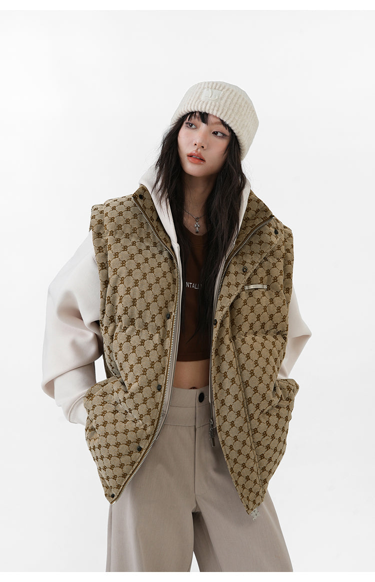 BJHG Monogram Print Puffer Vest